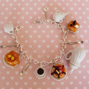 Breakfast Bracelet - Food Bracelet  - Pancake Bracelet - Coffee Jewelry - Pancake Jewelry - Miniature Food Bracelet - Miniature Food Jewelry