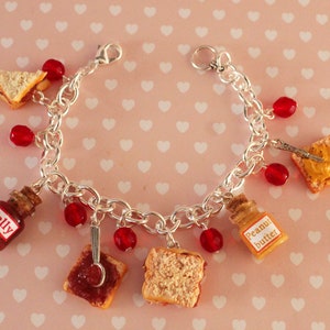 Peanut butter and jelly Bracelet Sandwich charm Bracelet Peanut Butter and Jelly Jewelry Pb&J Miniature Food Bracelet Mini Food Jewelry image 2