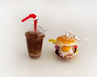 Hamburger Earrings - Junk Food Earrings - Junk Food Jewelry - Kawaii Earrings - Fast Food Jewelry - Miniature Food Jewelry - Gift For Her