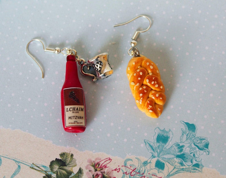 Jewish Food Jewelry-Mini Challah Jewelry-Shabbat Jewelry-Miniature Jewish Food Jewelry-Jewish Mini Food-Jewish Gift Jewish Food Earrings