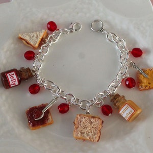 Peanut butter and jelly Bracelet Sandwich charm Bracelet Peanut Butter and Jelly Jewelry Pb&J Miniature Food Bracelet Mini Food Jewelry image 7