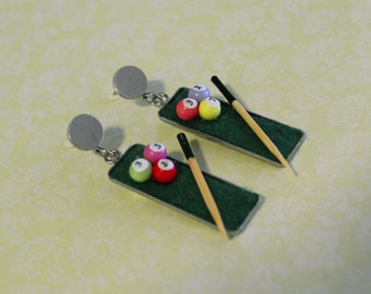 Snooker ball Earrings - Billiard Earrings - Pool Table Earrings - Pool Table Jewelry -Miniature Pool Table - Gift for Pool Player - Fun Gift