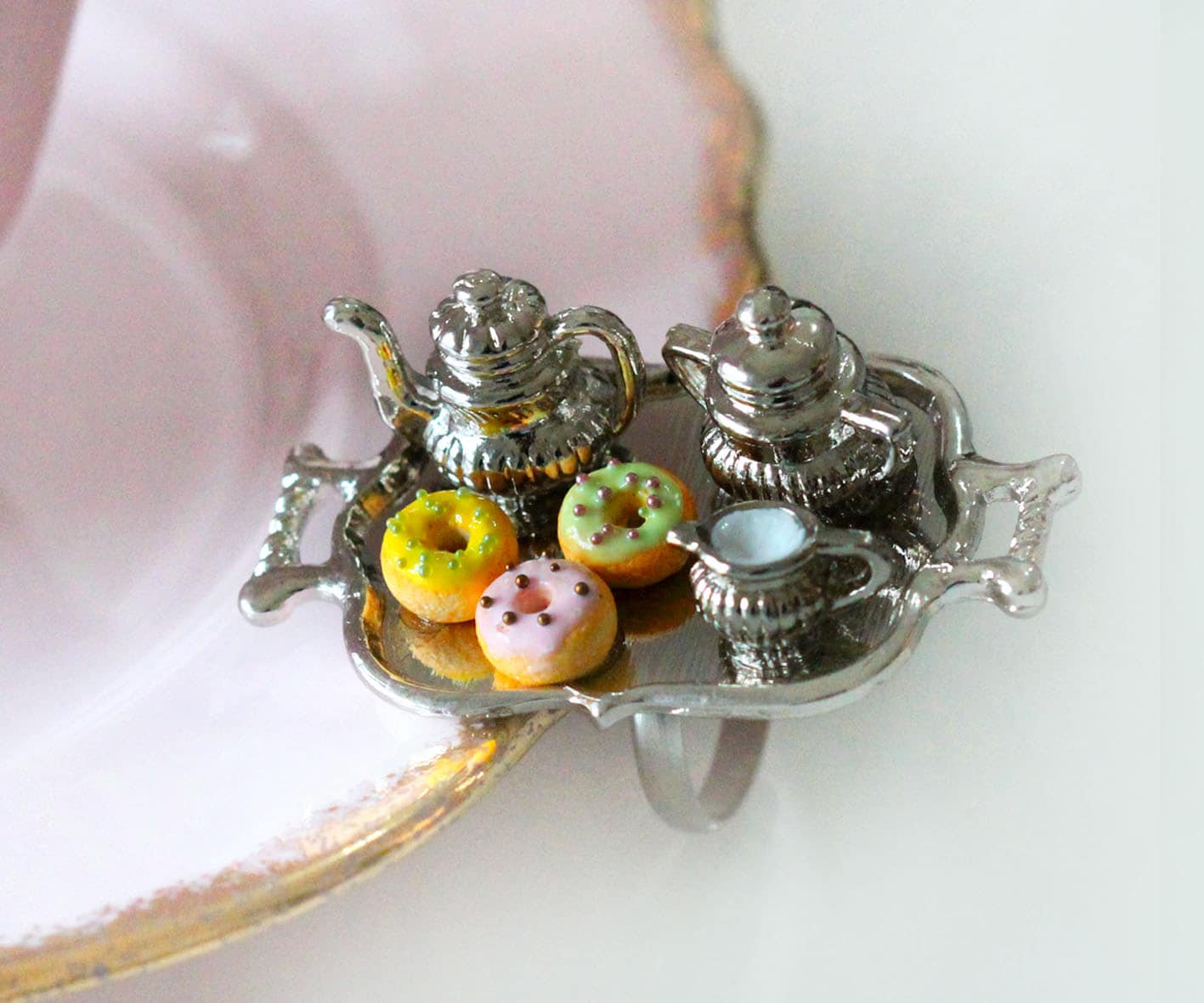 Tea Party Ring Donut Ring Food Ring Miniature Food - Etsy