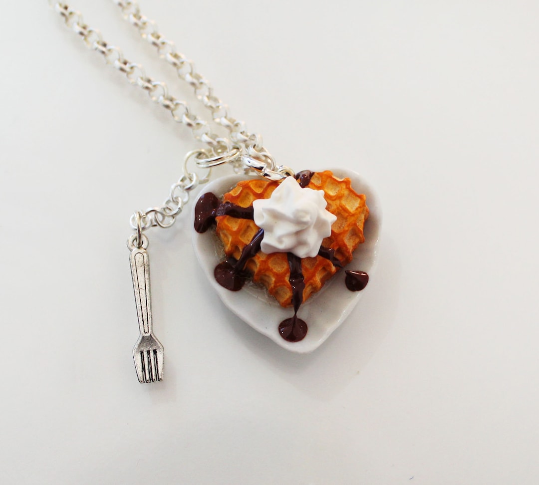 Waffle and Chocolate Sauce Necklace Heart Necklace Etsy 日本