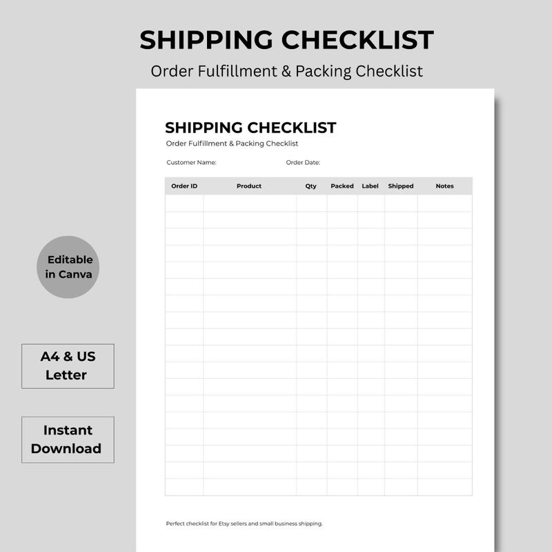 Etsy Order Checklist - Etsy