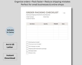 Soft Beige Packing Checklist Template, Editable Workflow (Digital Download)