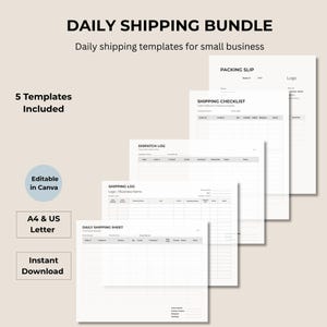 Small Business Shipping Templates Bundle, Editable Canva Order Forms (Instant Download)