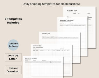 Paquete de plantillas de envío para pequeñas empresas, formularios de pedido editables en Canva (descarga instantánea)