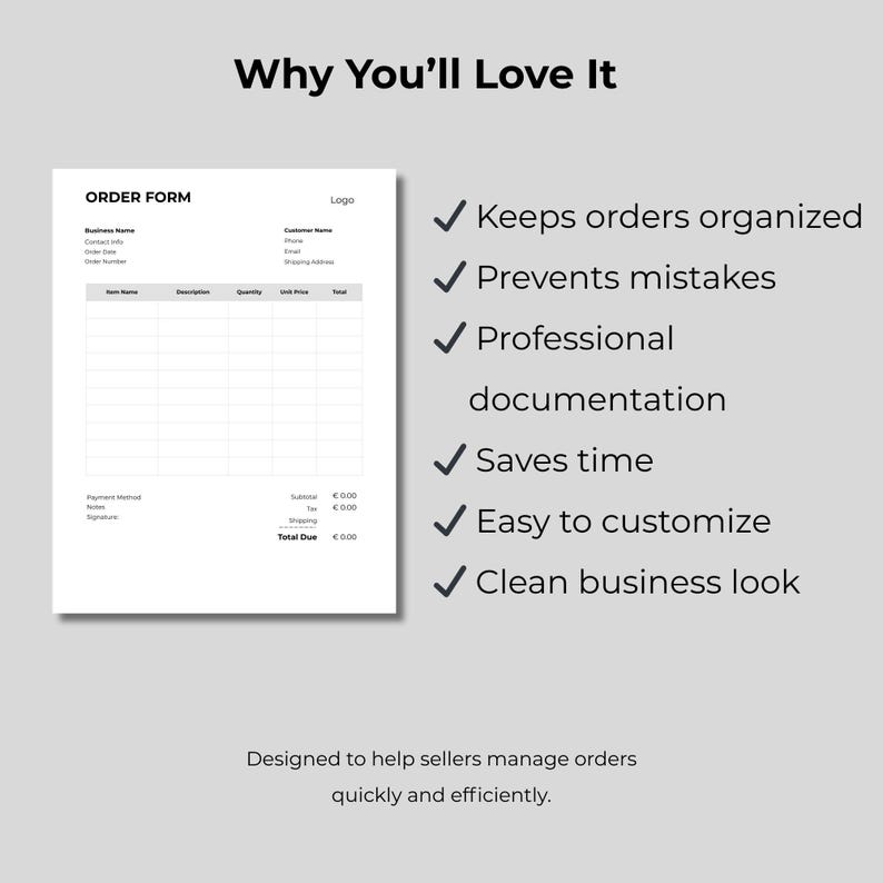 Etsy Order Form Template | Editable Canva Sales Sheet (digital Download ...