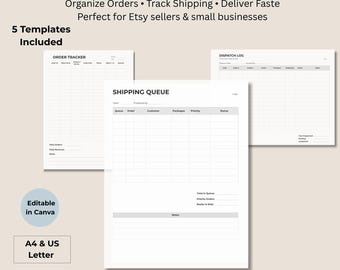 Shipping Workflow Bundle, Order Tracker, Shipping Templates (Canva Printable)