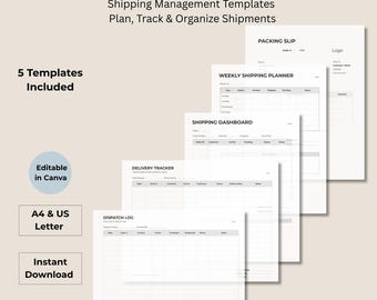 Paquete de herramientas para planificar envíos a pequeñas empresas y realizar un seguimiento del registro de envíos de pedidos (descarga instantánea).