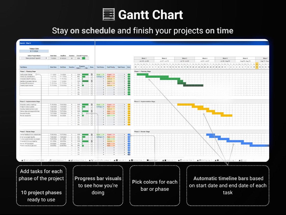 Project Tracker (excel Template) - Etsy