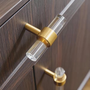 Brass Crystal Drawer Knob: Clear Acrylic Handles, Silver Dresser Pulls