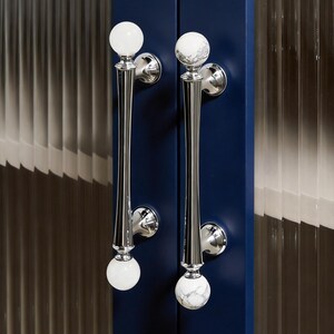 Zilvermessing kastgreep: knop kristallen bol, knop garderobekast messing