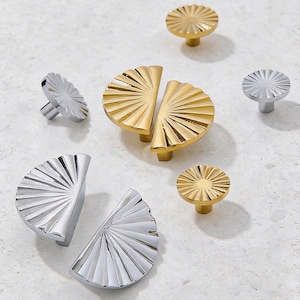 Fan Shaped Brass Handle: Silver Wardrobe Knob, Decorative Knobs