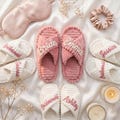 Custom Chenille Name Slippers, Personalized Bridesmaid Slippers, Bachelorette Party Favor, Wedding Gift, Bridal Shower, Home Cozy Shoes product logo