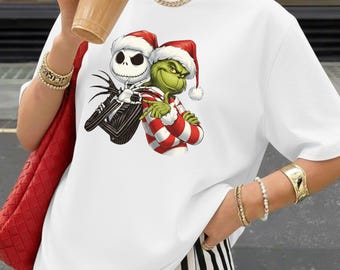 グリンチとジャック・スケリントンのクリスマスTシャツ | ホリデーチームアップシャツ