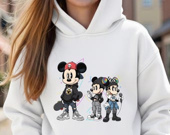 Youth Cartoon Graphic Hoodie, Street Style Fleece Pullover
