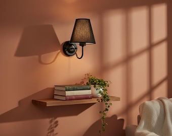 Aplique de pared | Lámpara de pared vintage | Aplique de pared negro | Luz de pared | Pantalla de lámpara para decoración de pared