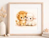 Baby Lion and Lamb Nursery Wall Art Printable – Digital Download