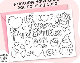 Kids Coloring Valentine's Day Card | Valentines Day DIY Card Printable | Valentines Craft for Kids