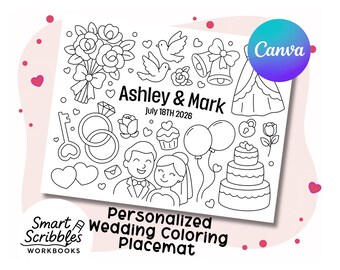 Personalized Wedding Coloring Placemat - Kids Table Activity (Digital Download)