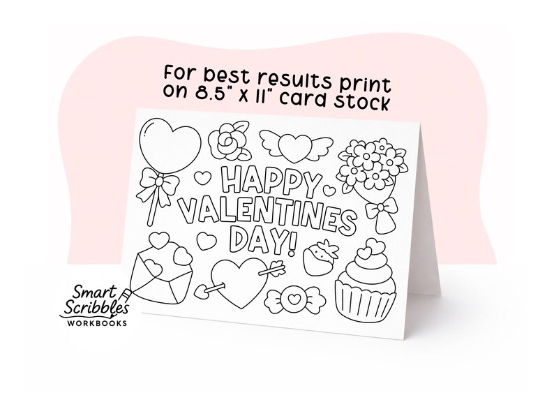 Kids Coloring Valentine's Day Card | Valentines Day DIY Card Printable ...