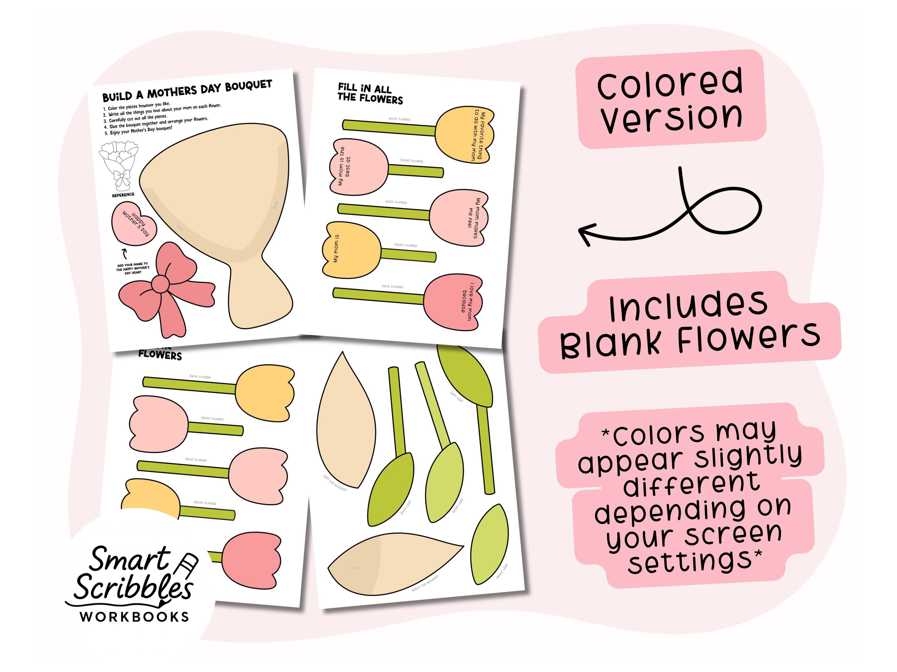 Mother’s Day Paper Flower Bouquet Craft | Printable Cut & Paste Mother ...