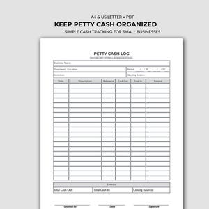 Petty Cash Log Printable | Portrait Expense Tracker (Digital Download)