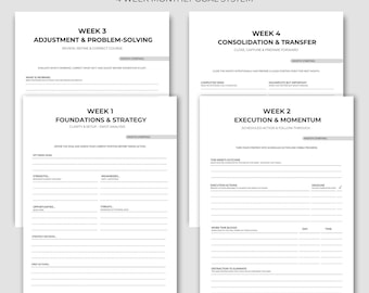 Planificador de objetivos mensuales imprimible / Planificador de productividad de 4 semanas en PDF / Hoja de trabajo para establecer objetivos / Rastreador de hábitos