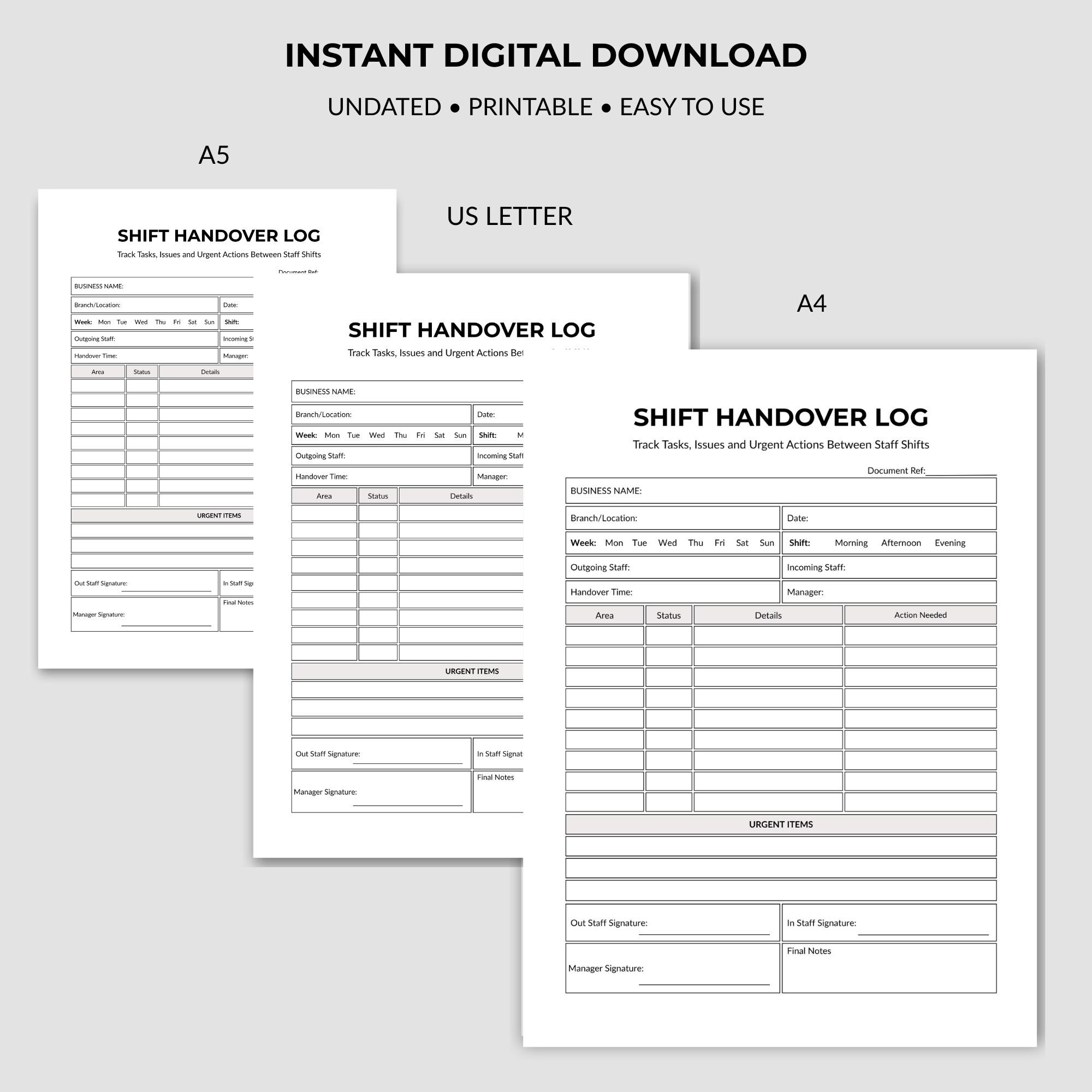 Factory Shift Hand Over Template.pdf Shift Handover Log Template | Employee Change Form | Staff ...