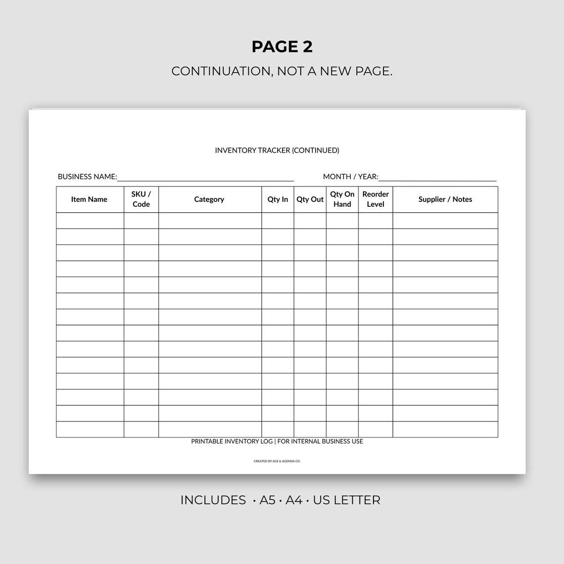 Inventory Tracker Printable | Stock Log PDF | Small Business Inventory ...