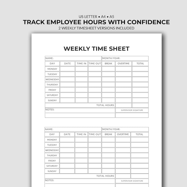 Weekly Overtime Tracker - Etsy
