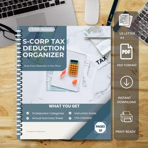 S Corp Tax Deduction Organizer | Small Business Tax Worksheet (PDF Download)