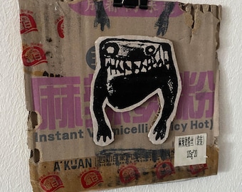 Original ATOMEN Street Art | "Spicy Hot" Artwork | Screenprint on Cardboard | Unique piece