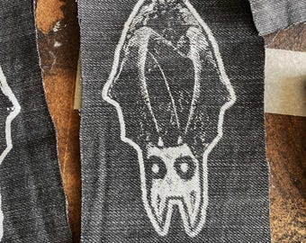 Denim Bat Patch | Printed Patch for Jackets, Bags, Jeans | Punk, Gothic Patch