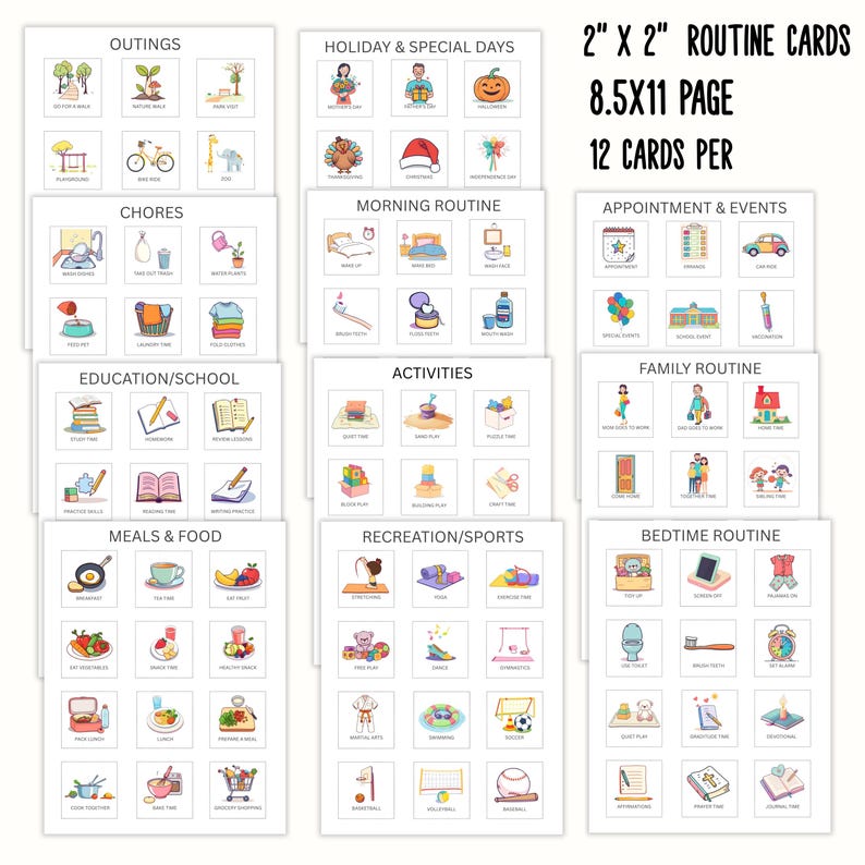 Lunch Routine Card Editable Routine Cards for Kids Visual Schedule Printable Daily Routine ...