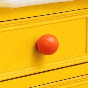 Colorful Ceramic Drawer Knob, Round Single Hole Handle For Kids Wardrobe