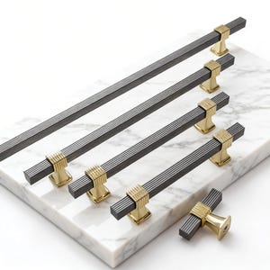 Luxury Gold Two-Tone Cabinet Door Pull, Modern Minimalist Handle for Wardrobes