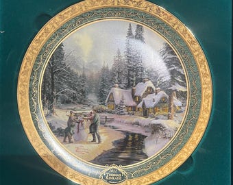 Thomas Kinkade Cherished Christmas Memories series plate-Holiday at Winter’s Glen
