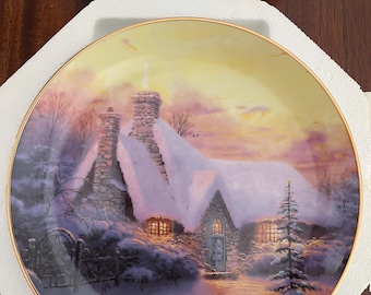 An Old Fashioned Christmas With Thomas Kinkade series plate-Christmas Tree Cottage (Plate 4)