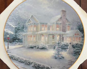 An Old Fashioned Christmas With Thomas Kinkade series plate-Winter Memories (Plate 2)