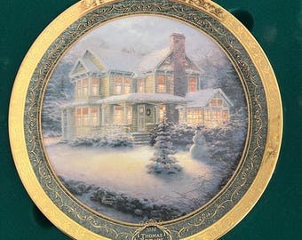 Thomas Kinkade Cherished Christmas Memories series plate-Victorian Christmas III