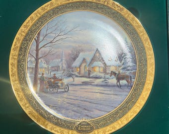 Thomas Kinkade Cherished Christmas Memories series plate-Memories of Christmas