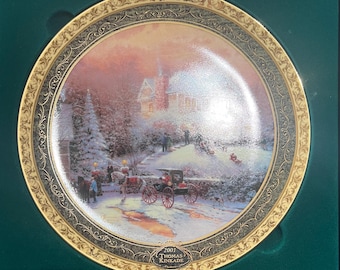 Thomas Kinkade Cherished Christmas Memories series plate-Victorian Christmas II