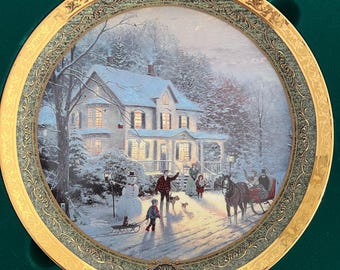 Thomas Kinkade Cherished Christmas Memories series plate-Home for the Holidays