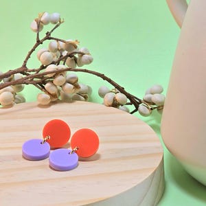 Two-tone acrylic earrings - Orange & Mauve