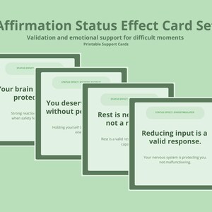 Status Effect Support Cards | ADHD & Autisme Zelfzorg Cards | Neurodivergente Emotionele Ondersteuning | Printbaar PDF-bestand
