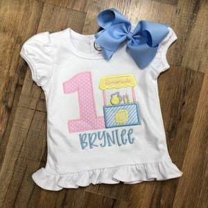 Custom Lemonade Stand Birthday Perfection Ruffled Toddler Shirt.
