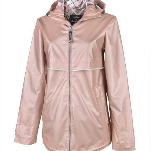 Monogrammed Preppy Rain Jacket with Hood for Women. Wind and buy Rain resistant. Stay Dry and Look Good